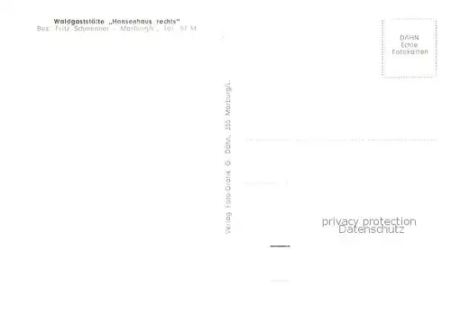 AK / Ansichtskarte  Marburg_Lahn Waldgaststaette Hansenhaus rechts Marburg_Lahn