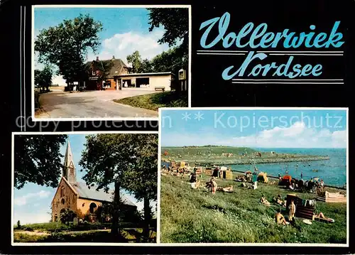 AK / Ansichtskarte  Vollerwiek Kaufladen Kirche Strandpartie Vollerwiek