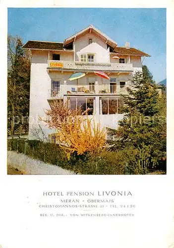 AK / Ansichtskarte 73835580 Obermais_Meran_Suedtirol_IT Hotel Pension Livonia 