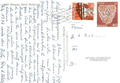 AK / Ansichtskarte  Wengen__BE Hotel Waldrand 