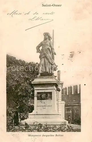 AK / Ansichtskarte  Saint-Omer_Pas-de-Calais Monument Jacqueline Robins Saint-Omer_Pas-de-Calais