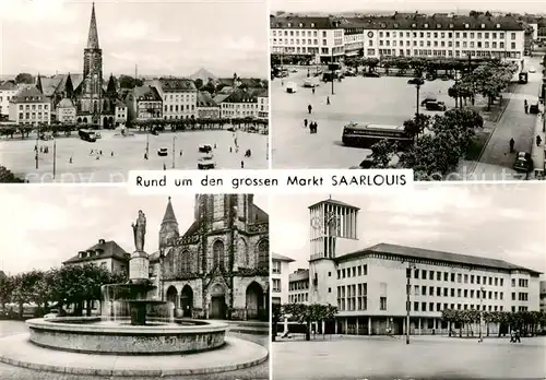 AK / Ansichtskarte  Saarlouis_Saarlautern Marktplatz Brunnen Kirche 