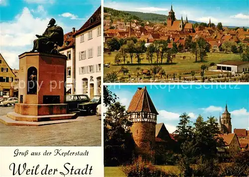 AK / Ansichtskarte  Weil_der_Stadt Kepler Denkmal Panorama Partie an der Stadtmauer Weil_der_Stadt