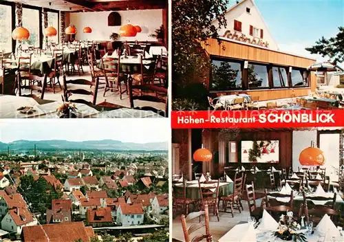 AK / Ansichtskarte 73835670 Eislingen_Fils Hoehen Restaurant Schoenblick Gastraeume Panorama Eislingen Fils