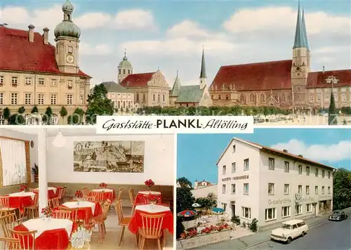 AK / Ansichtskarte 73835704 Altoetting Gaststaette Plankl Gaststube Kirche Schloss Altoetting