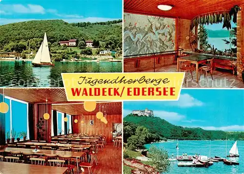 AK / Ansichtskarte Waldeck__Edersee Jugendherberge Gastraeume Partien am Edersee 