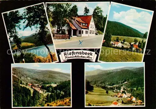 AK / Ansichtskarte Riefensbeek Kamschlacken Panorama Hotel Zum Weissen Hirsch Soesetalsperre Riefensbeek Kamschlacken