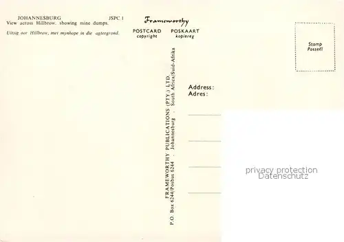 AK / Ansichtskarte Johannesburg__Gauteng_RSA View across Hillbrow showing mine dumps 