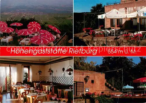 AK / Ansichtskarte Rhodt_Rietburg Hoehengaststaette Rietburg Terrasse Gastraum Rhodt Rietburg