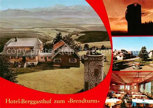 AK / Ansichtskarte Furtwangen Hotel Berggasthof zum Brendturm Fliegeraufnahme Gastraum Furtwangen