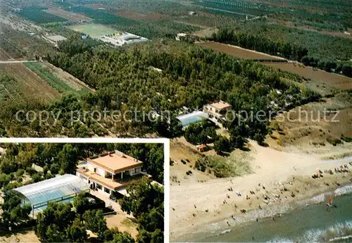 AK / Ansichtskarte Ribera_de_Cabanes_Castellon_ES Vista general del Camping Torre la Sal y detalle de la piscina clematizada yunto al restaurante 