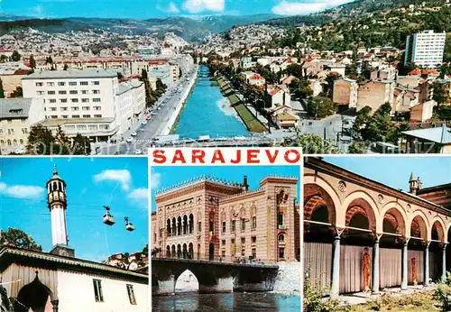 AK / Ansichtskarte Sarajevo_Bosnia Herzegovina Panorama Uspinjaca Vijecnica Gradski muzeij atrij 