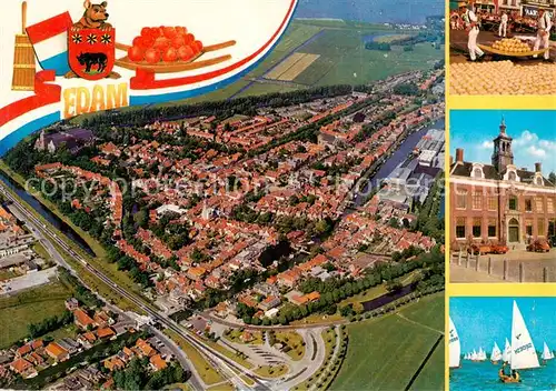 AK / Ansichtskarte 73836066 Edam_NL Panorama Luftaufnahme Kaesemarkt Zentrum Segeln 