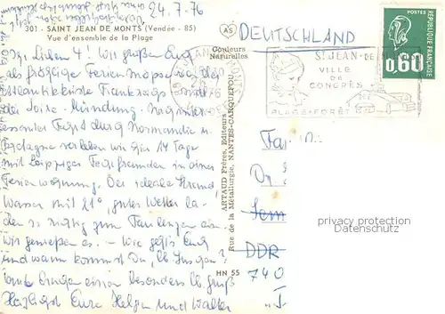 AK / Ansichtskarte  Saint-Jean_de_Monts Vue d ensemble de la plage vue aérienne 