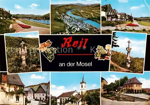 AK / Ansichtskarte  Reil Panorama Mosel Promenade Kreuz Ortsmotive Kirche Reil