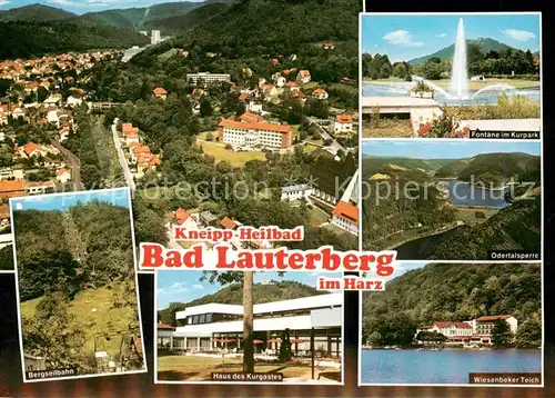 AK / Ansichtskarte  Bad_Lauterberg Panorama Kneippheilbad Luftbild Fontaene im Kurpark Odertalsperre Wiesenbeker Teich Haus des Kurgastes Bergseilbahn Bad_Lauterberg