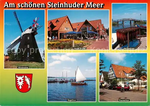 AK / Ansichtskarte 73836165 Steinhude_Wunstorf Windmuehle Neuer Winkel Aalraeucherei Fischerhaus Segeltour Steinhuder Meer 