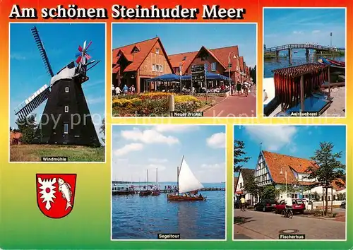 AK / Ansichtskarte  Steinhude_Wunstorf Windmuehle Neuer Winkel Aalraeucherei Fischerhaus Segeltour Steinhuder Meer 