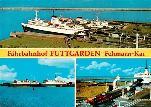 AK / Ansichtskarte  Puttgarden Fehmarn-Kai Faehren Luftbild Eisenbahn Puttgarden