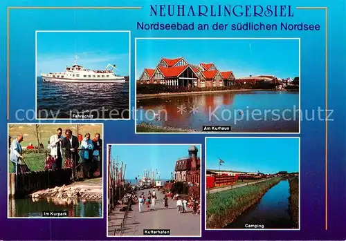 AK / Ansichtskarte 73836181 Neuharlingersiel Faehrschiff Kurhaus Kurpark Kutterhafen Camping Neuharlingersiel
