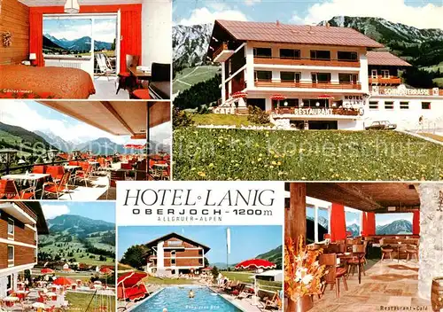 AK / Ansichtskarte 73836238 Oberjoch_Bad_Hindelang Hotel Lanig Cafe Restaurant Sonnenterrasse Schwimmbad 