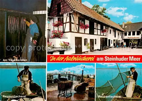 AK / Ansichtskarte 73836239 Steinhuder_Meer_Wunstorf Aalraeucherei am Steinhuder Meer Am Raeucherofen Reusenfischerei 