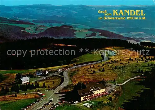 AK / Ansichtskarte 73836277 Kandel_Breisgau Fliegeraufnahme mit Berghotel Berggasthaus Kandelhof und Pius Bergkapelle Kandel Breisgau