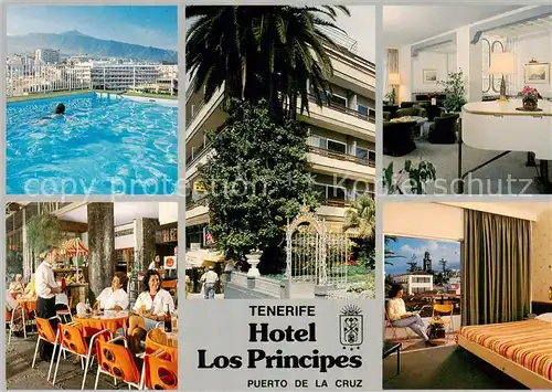 AK / Ansichtskarte  Puerto-de-la-Cruz_Tenerife_ES Hotel Los Principes Gastraum Terrasse Zimmer Freibad 