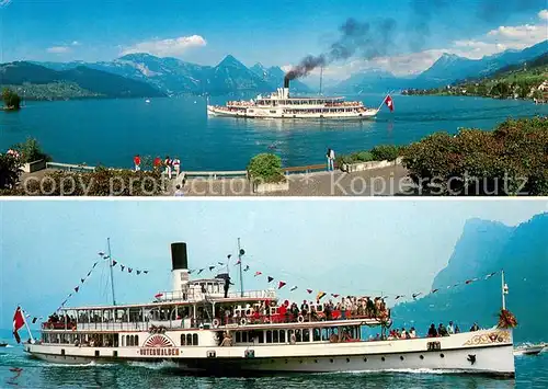 AK / Ansichtskarte Dampfer_Seitenrad Unterwalden Vierwaldstaettersee 