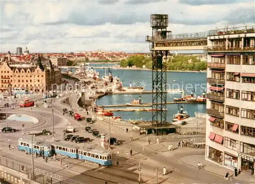 AK / Ansichtskarte Strassenbahn Stockholm Slussen med Katarinahissen 
