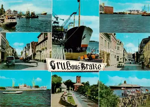 AK / Ansichtskarte Brake_Unterweser Teilansichten Hafen Schiffe Promenade Ortspartien Brake Unterweser