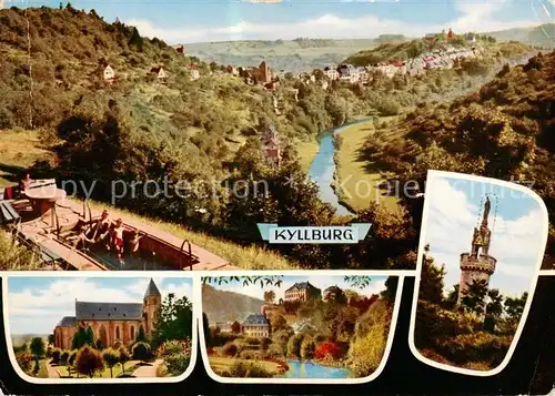 AK / Ansichtskarte Kyllburg_Rheinland Pfalz mit Stiftskirche Mariensaeule und Schloss Malberg Kyllburg_Rheinland Pfalz