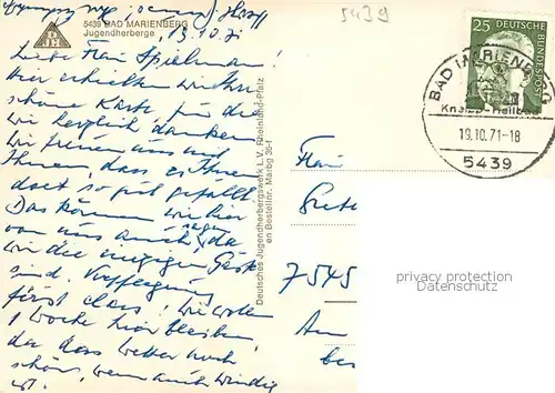 AK / Ansichtskarte Bad_Marienberg Jugendherberge Gaststube Treppenaufgang Park Bad_Marienberg