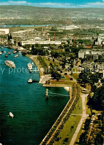 AK / Ansichtskarte Andernach_Rhein Fliegeraufnahme mit Rheinanlagen Andernach Rhein
