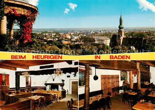AK / Ansichtskarte Baden__Wien_AT Panorama Streterhof Beim Heurigen Gastraeume 
