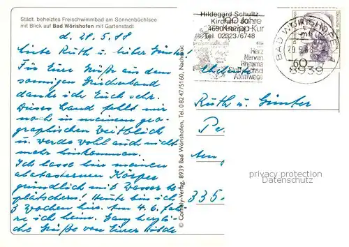 AK / Ansichtskarte Bad_Woerishofen Fliegeraufnahme mit Schwimmbad Bad_Woerishofen