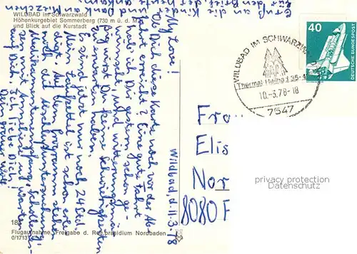 AK / Ansichtskarte Wildbad_Schwarzwald Kurgebiet Sommerberg und Blick auf die Kurstadt Fliegeraufnahme Wildbad_Schwarzwald