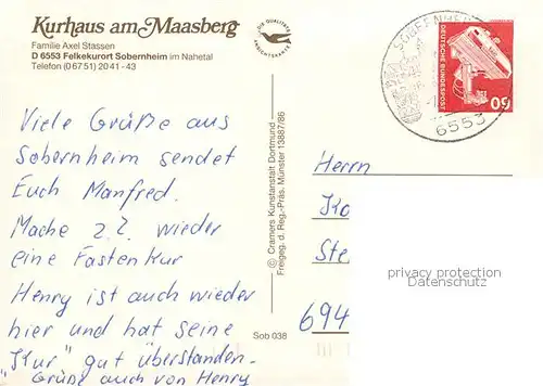 AK / Ansichtskarte Sobernheim_Bad Kurhaus am Maasberg Fliegeraufnahme Sobernheim_Bad