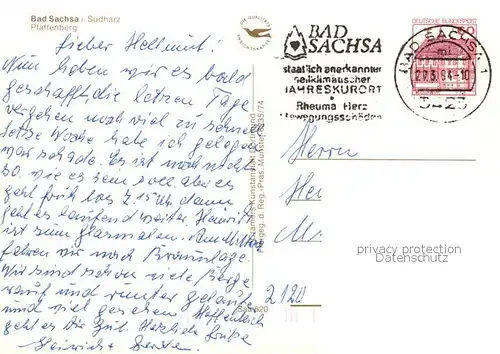 AK / Ansichtskarte Bad_Sachsa_Harz Pfaffenberg Fliegeraufnahme Bad_Sachsa_Harz