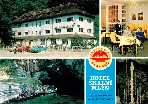 AK / Ansichtskarte Blansko_CZ Hotel Skalni Mlyn Gatstube Gondelteich 