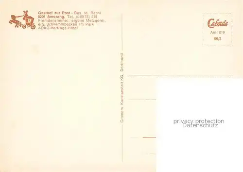 AK / Ansichtskarte Amerang Gasthof zur Post mit Gaestehaus Fliegeraufnahme Gastraum Schwimmbad Amerang