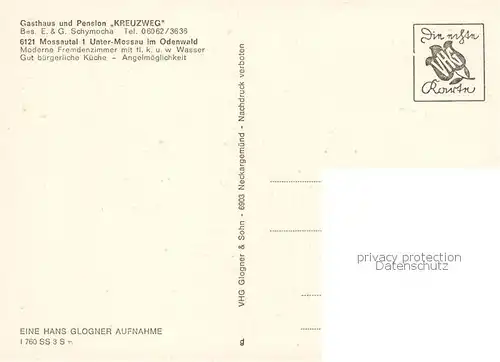 AK / Ansichtskarte Unter Mossau Gasthaus Pension Kreuzweg Gastraeume Weiher Unter Mossau