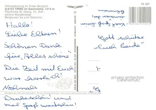 AK / Ansichtskarte Trins_GR Fliegeraufnahme mit Pfarrkirche St Georg  Trins_GR