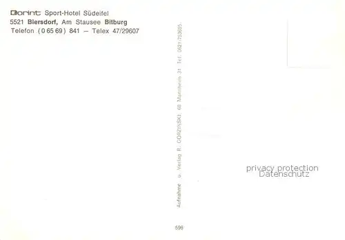 AK / Ansichtskarte Biersdorf_See_Eifelkreis Dorint Sport Hotel Suedeifel Stausee Bitburg Segelboot 