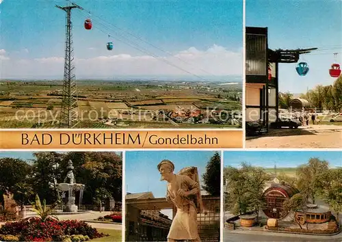 AK / Ansichtskarte Bad_Duerkheim Gondelbahn Park Winzerskulptur Restaurant Grosses Fass Bad_Duerkheim