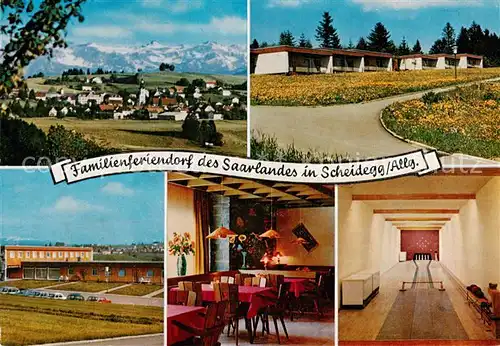AK / Ansichtskarte Scheidegg_Allgaeu Panorama Familienferiendorf der Arbeitskammer des Saarlandes Gaststube Kegelbahn Scheidegg Allgaeu