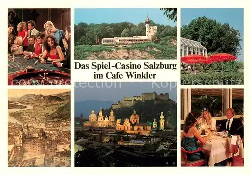AK / Ansichtskarte Salzburg__AT Spielcasino im Cafe Restaurant Winkler Roulette Mittelalterliches Staedtebild Festung Salzburg 