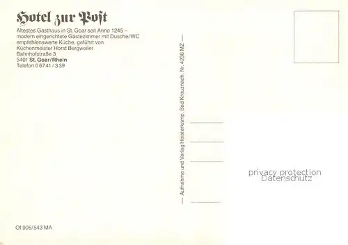 AK / Ansichtskarte St_Goar_Rhein Hotel zur Post 