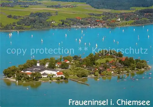 AK / Ansichtskarte Fraueninsel_Chiemsee Fliegeraufnahme mit Kloster Frauenwoerth Fraueninsel Chiemsee