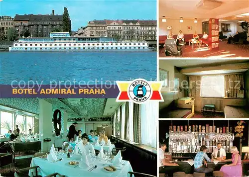 AK / Ansichtskarte Praha_Prahy_Prague Botel Admiral Prazske restaurace Gastraeume Bar Zimmer Foyer Praha_Prahy_Prague